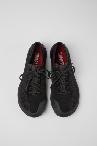 Overhead view of Path Black textile sneakers for men