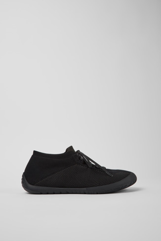 Side view of Path Black textile sneakers for men