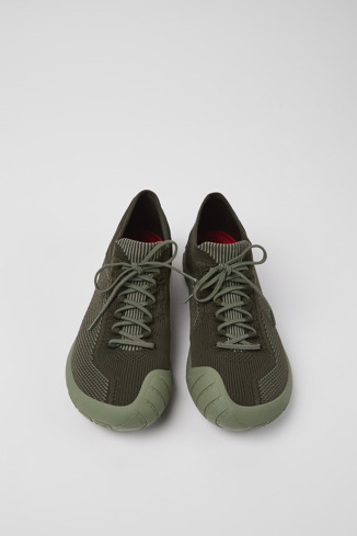 Overhead view of Path Green-gray textile sneakers for men