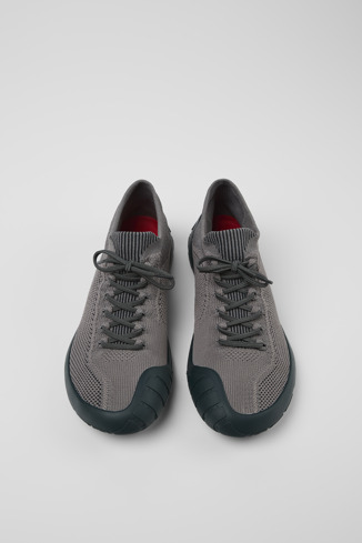 Overhead view of Path Gray textile shoes for men