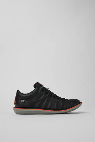 Side view of Beetle HYDROSHIELD® Black leather sneakers