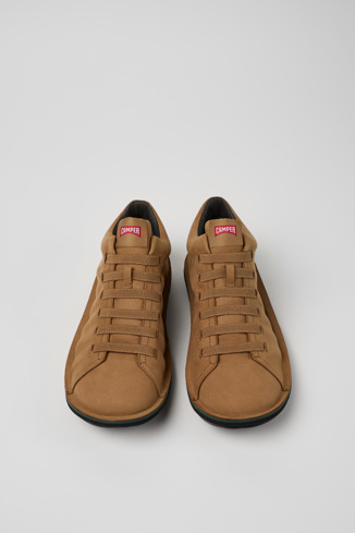 Overhead view of Beetle HYDROSHIELD® Brown nubuck sneakers