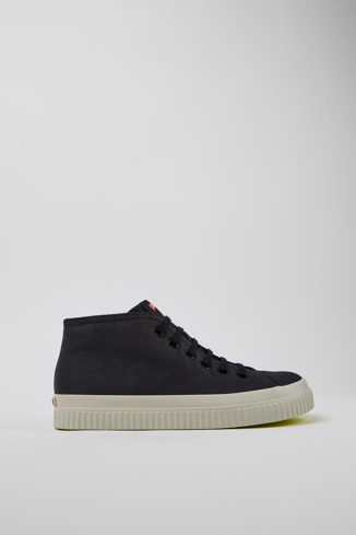 Side view of Peu Roda Black recycled cotton sneakers for men