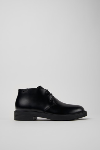 Side view of Dean Black leather ankle boots for men