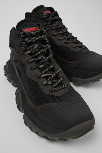 Close-up view of Karst Trek Multicolor Textile and Nubuk Ankle Boots for Men.