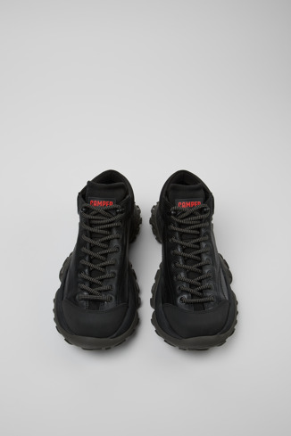 Overhead view of Karst Trek Black ankle boots for men