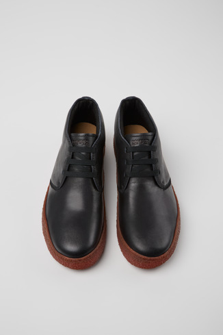 Overhead view of Peu Terreno Black Leather Ankle Boots for Men.