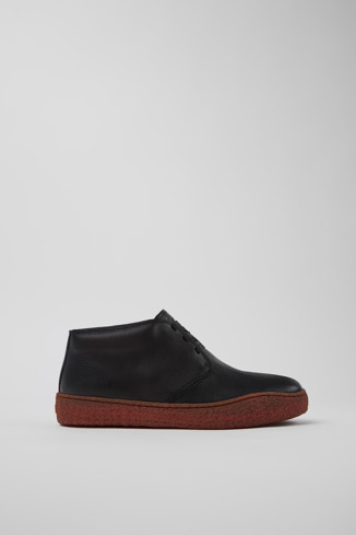 Side view of Peu Terreno Black Leather Ankle Boots for Men.