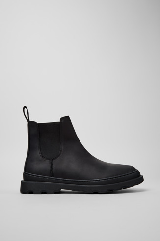 Side view of Brutus+ Black Nubuck Ankle Boots for Men.