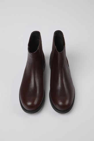Overhead view of Bowie Brown leather ankle boots for women