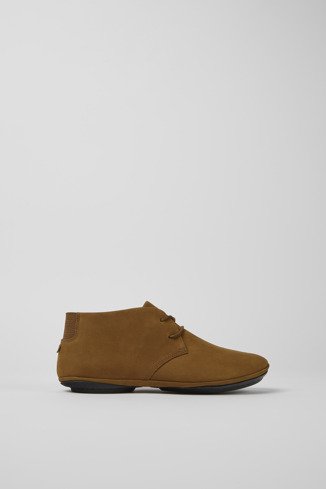 Side view of Right Brown nubuck shoes for women