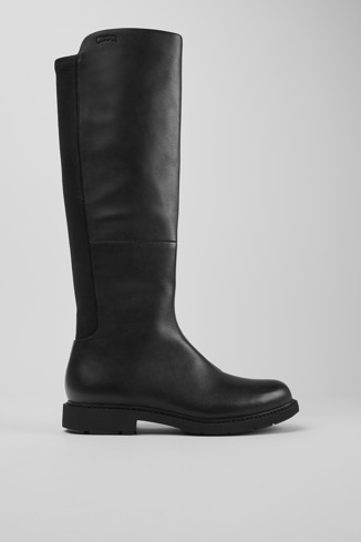 Side view of Neuman Women's smart black high boot