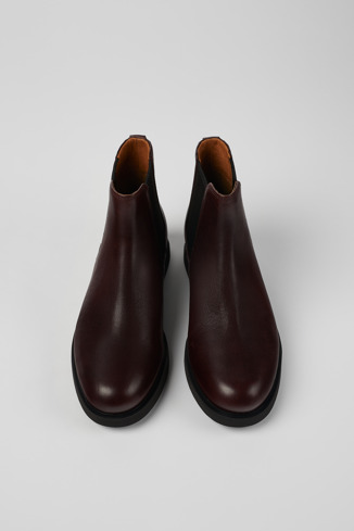 Overhead view of Iman Burgundy leather Chelsea boots for women