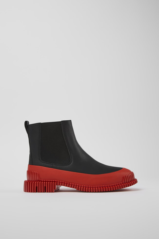 Side view of Pix Red and Black Leather Chelsea Boot for Women