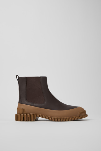 Side view of Pix Brown Leather Chelsea Boot for Women