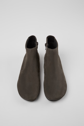 Overhead view of Right Gray nubuck ankle boots for women