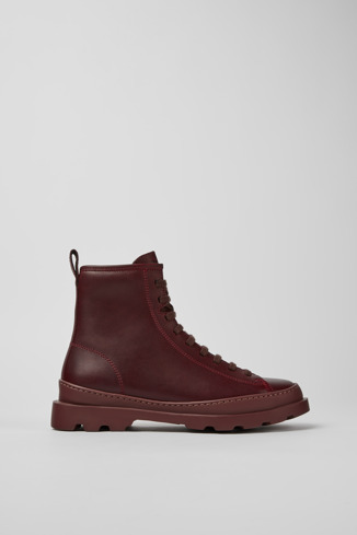 Side view of Brutus Burgundy leather ankle boots for women