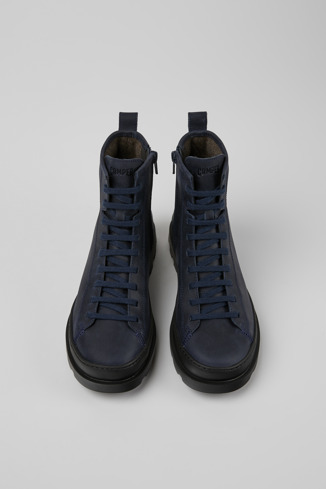 Overhead view of Brutus Navy blue nubuck ankle boots for women