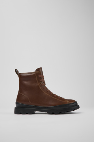 Side view of Brutus Brown lace-up boots for women