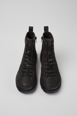 Overhead view of Brutus Black-brown brushed nubuck boots for women
