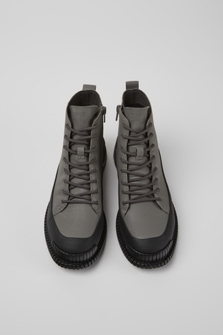 Alternative image of K400388-009 - Pix - Bottes à lacets en cuir gris et noir pour femme