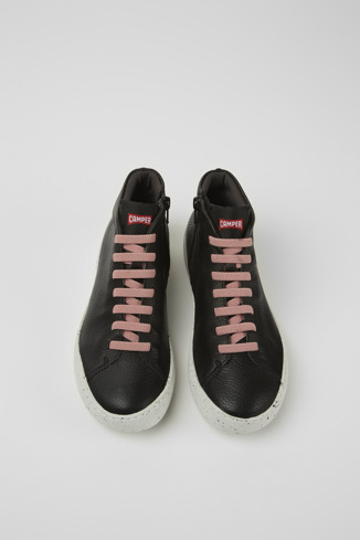 Overhead view of Peu Touring Black leather sneakers for women