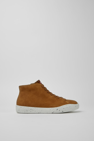 Side view of Peu Touring Brown nubuck sneakers for women