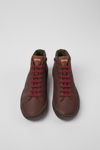 Overhead view of Peu Touring Brown leather sneakers for women