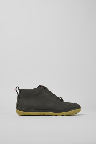 Side view of Peu Pista Grey nubuck shoes for women