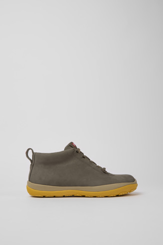 Side view of Peu Pista Brown gray leather sneakers for women