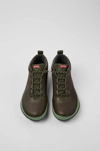 Overhead view of Peu Pista GORE-TEX Green leather sneakers for women