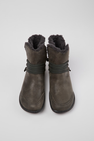 Overhead view of Peu Gray leather ankle boots for women