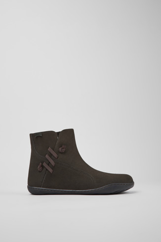 Side view of Peu Gray nubuck ankle boots for women