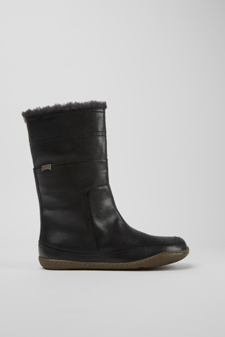 Side view of Peu Black mid boot for women