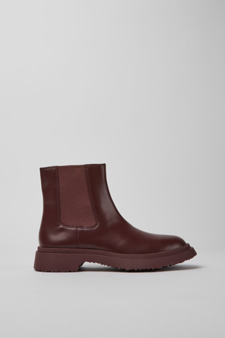 Side view of Walden Burgundy leather boots for women