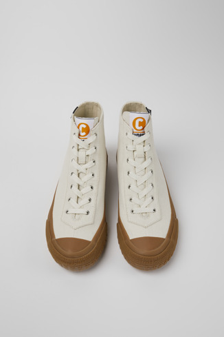Overhead view of Camaleon White boots for women