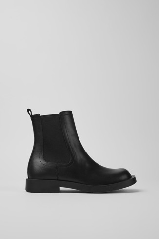 Side view of MIL 1978 Black leather Chelsea boots for women