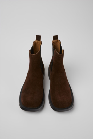 Overhead view of MIL 1978 Brown nubuck Chelsea boots for women