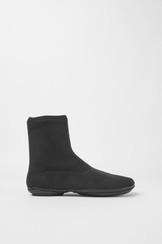 Side view of Right Black ankle boots