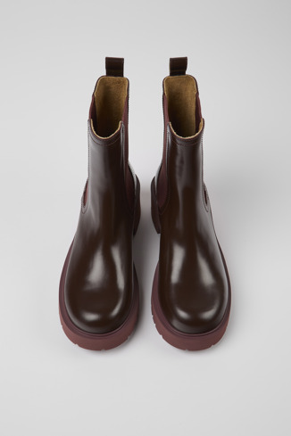 Overhead view of Milah Burgundy leather Chelsea boots for women