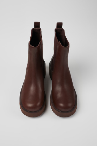 Overhead view of Milah Burgundy leather Chelsea boots for women