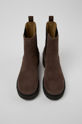 Overhead view of Milah Brown Nubuck Ankle Boots for Women