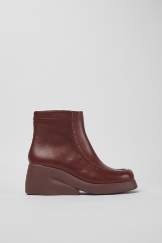 Side view of Kaah Burgundy leather boots for women