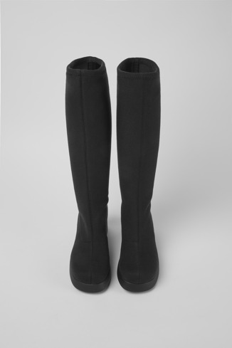 Overhead view of Kaah Black boots for women