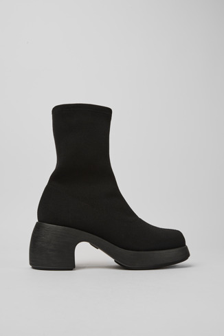 Side view of Thelma TENCEL® Black textile women's boots