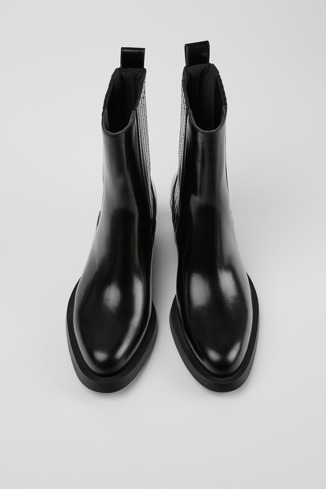 Overhead view of Bonnie Black leather boots for women