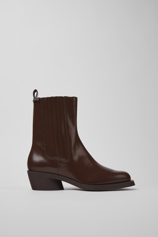 Side view of Bonnie Burgundy leather boots for women