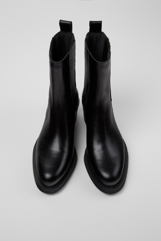 Overhead view of Bonnie Black leather boots for women