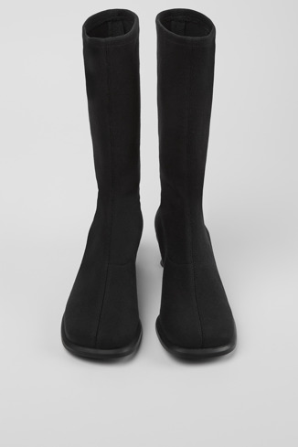 Overhead view of Dina Black TENCEL™ Lyocell high boots