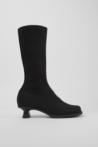 Side view of Dina Black TENCEL™ Lyocell high boots